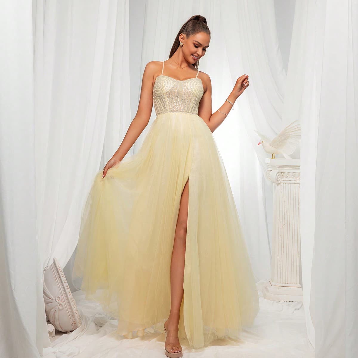 Robe Camisole De Style FÃ©erique Haut De Gamme Pour Femme, Luxueuse Et SophistiquÃ©e, AdaptÃ©e Aux Occasions Sociales Exclusives
