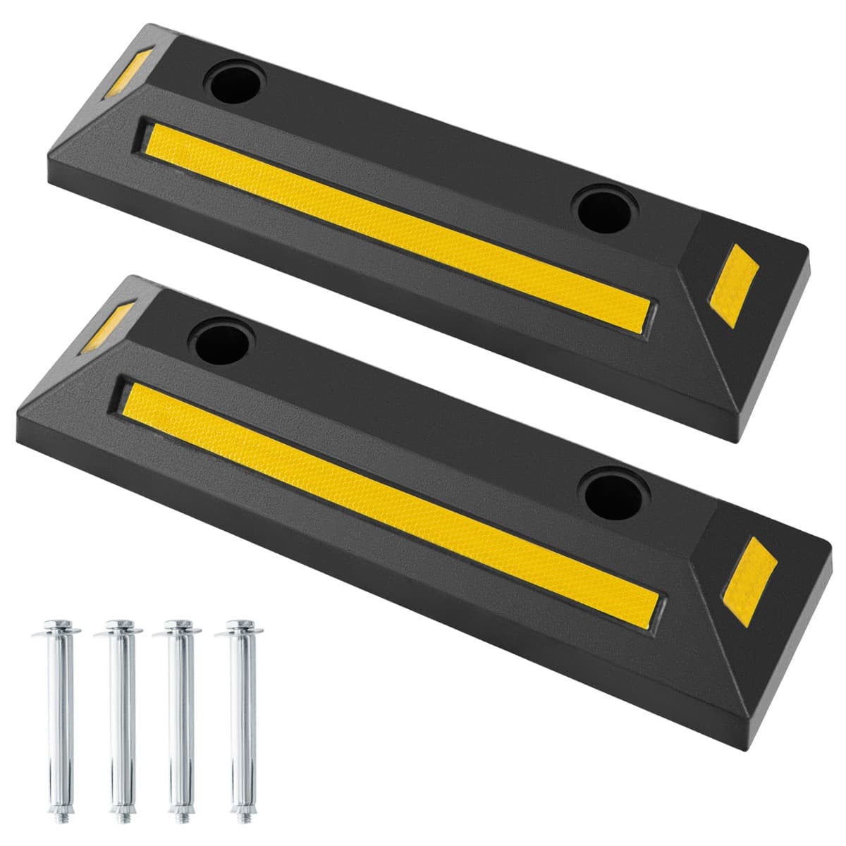 CostwayLot de 2 Butées de Roue pour Stationnement de Véhicule Caoutchouc Durable et Robuste pour Pneus de Voiture Camion Camionnettes pour Garage