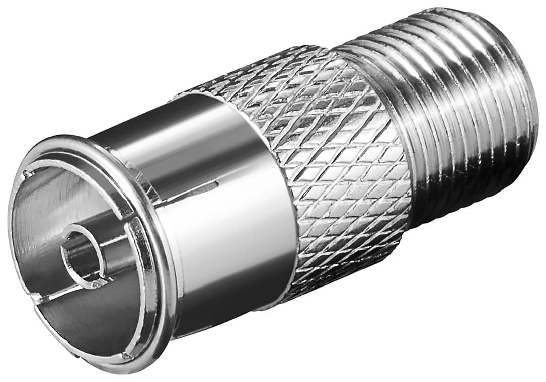 Goobay F-Adapter: prise F > prise coaxiale - fiche d'adaptation en mélange cuivre-zinc