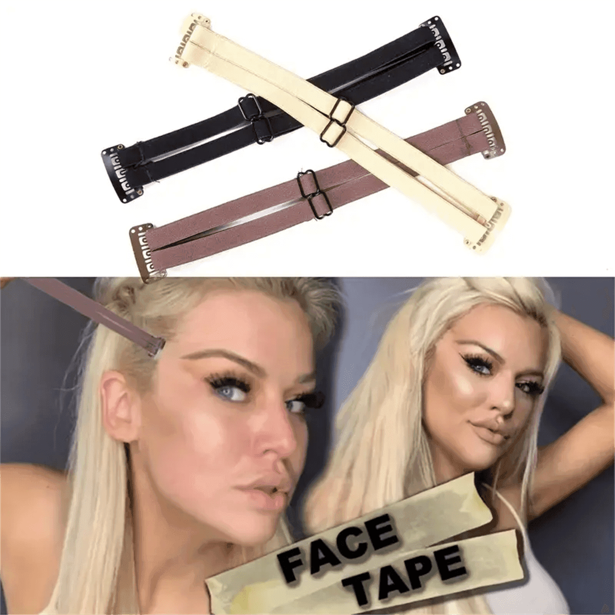 Bande de cheveux Invisible Face Lift Band avec clip Ceinture d étirement pour relever les yeux Invisible Ceinture élastique Accessoires pour les