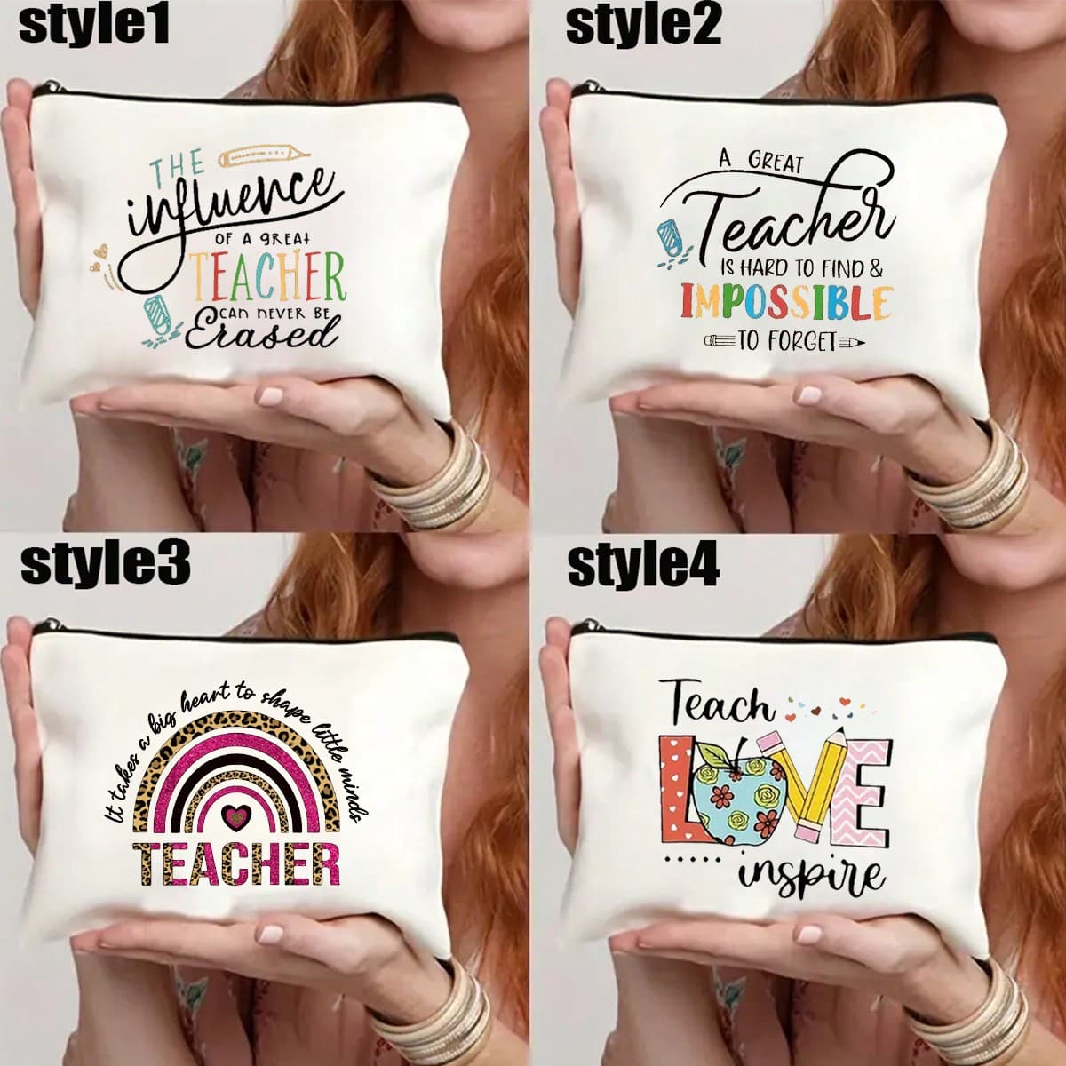 Sac cosmétique imprimé "Les enseignants changent le monde", sac de voyage multifonctionnel, trousse de toilette, cadeau pour les enseignants,